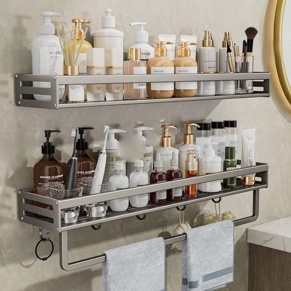Avoid piercing the bathroom shelf antirust aluminum high-capacity shower stall Save a space wall soap holder