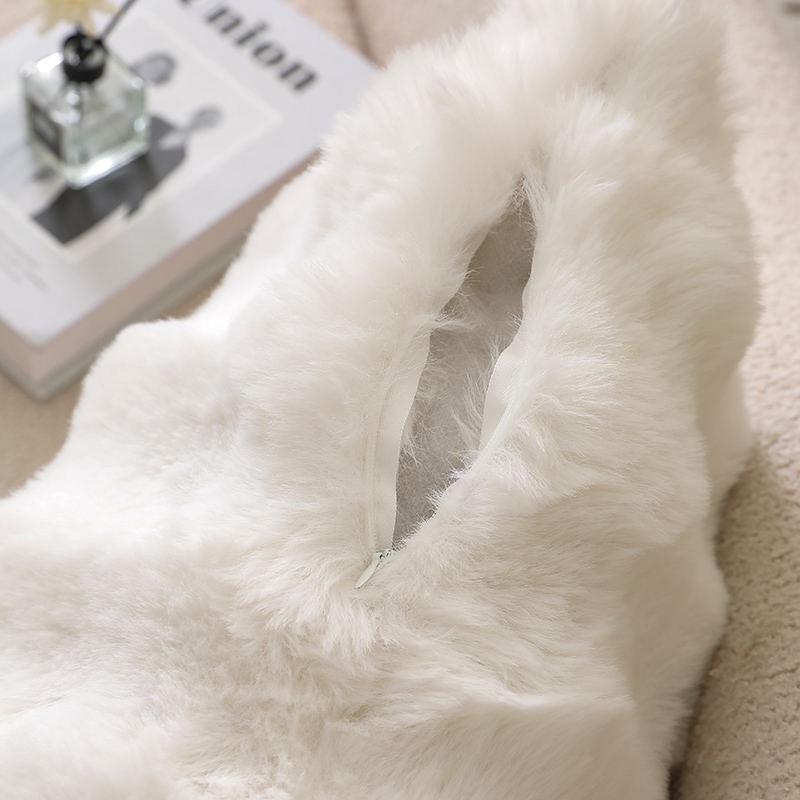 Tuscany Faux Rabbit Fur Light Luxury Bedside Backrest Cushion Cover