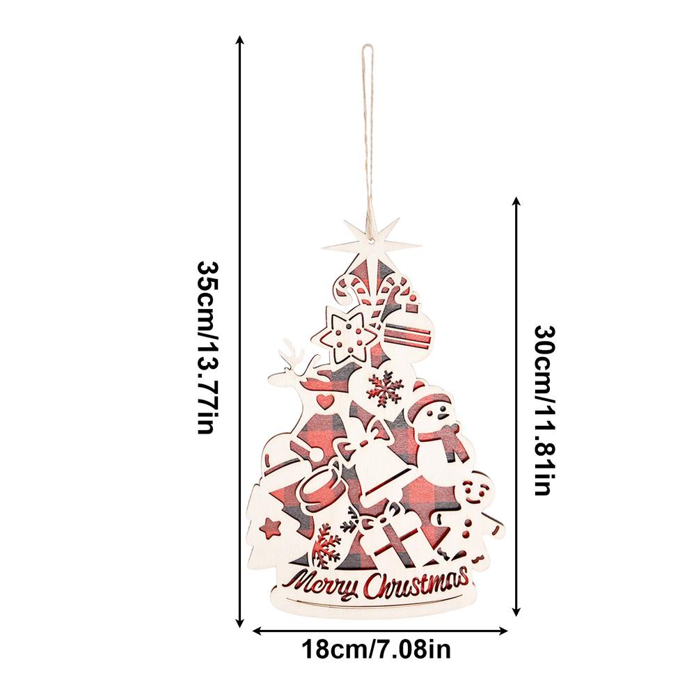 2d Christmas Tree Ornaments With String Wooden Charm Christmas Decorations For Wall Bedroom Room Yard Outside Front Classroom