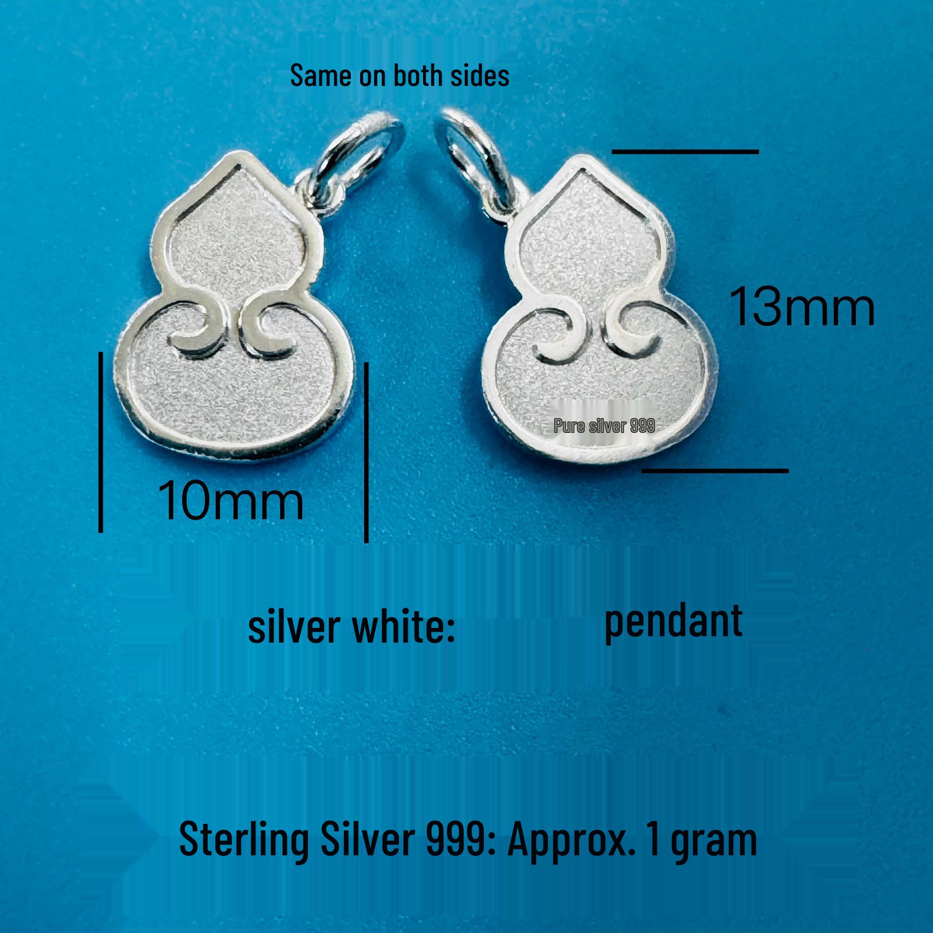 999 Silver Four-Leaf Clover Charm Gourd Pendant Bracelet & Necklace Set 999 Silver