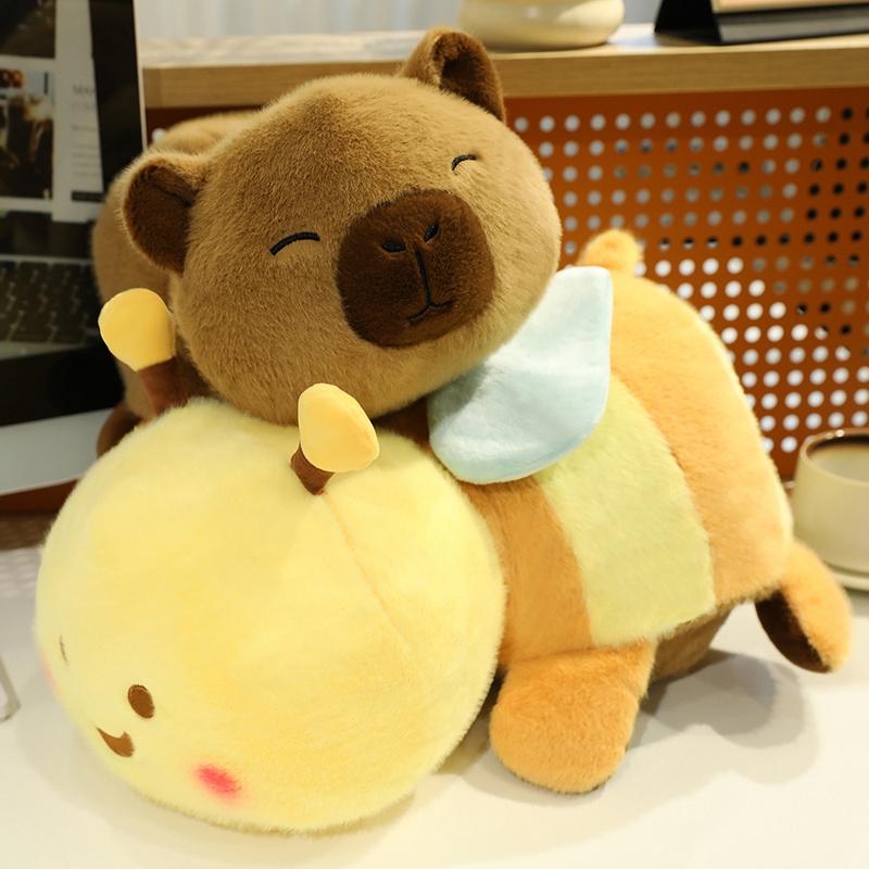 Cute Flippable Plush Capybara to Bee Reversible Stuffed Animals Soft Doll Fluffy Bee Pillow Birthday Gift