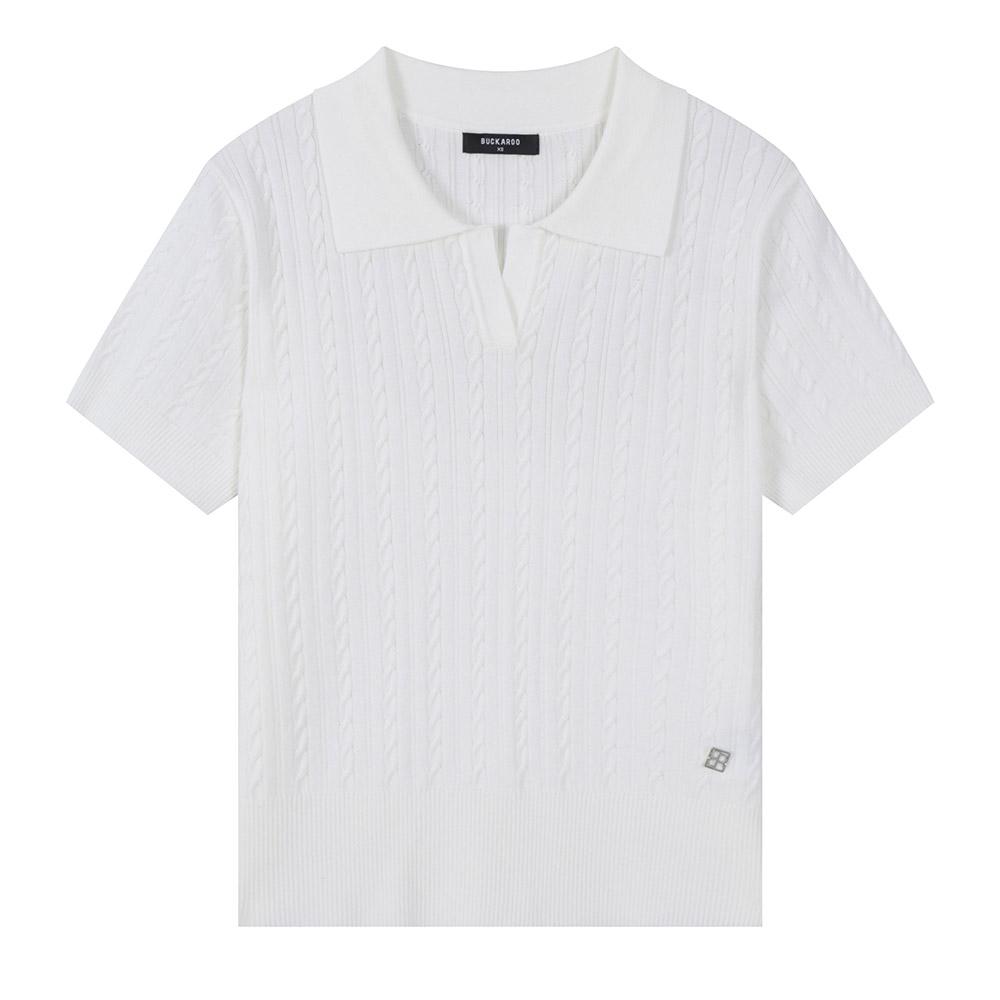 Burkeru Women S Cable Open Collar Knit Pullover Off White Off White_Xs
