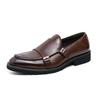 2025 Large Size Business Munk Shoes Men's Solid Color Platform Dress Leather Shoes Korean Version Office Loafers