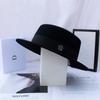 M Letter Decorative Hat Women's Autumn and Winter Versatile Short-brimmed Top Hat Woolen Flat-brimmed Hat French Flat-top Hat Men's Short Hair
