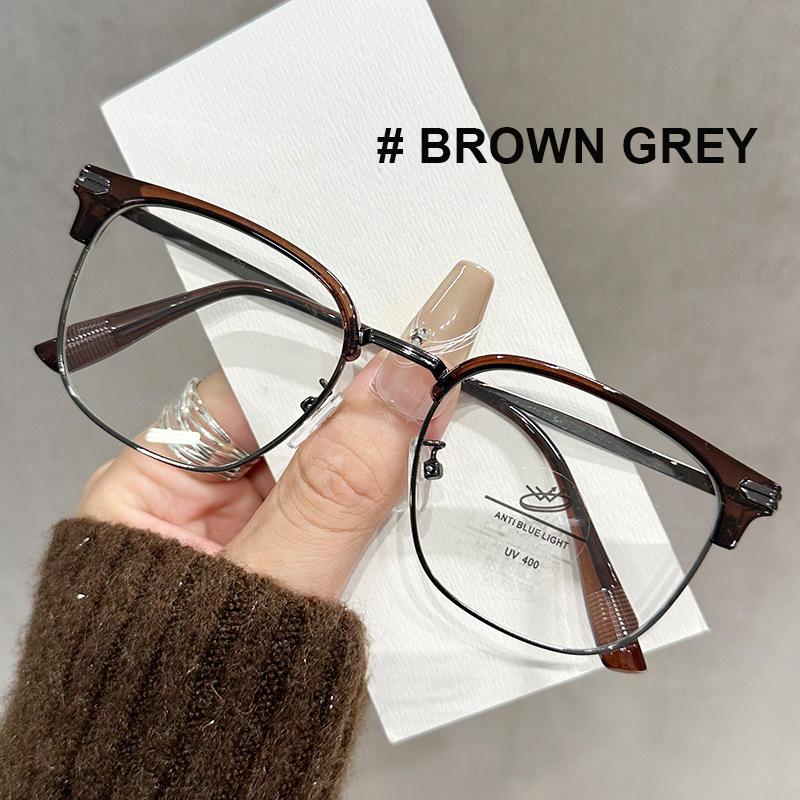 

Anti-blue Light Glasses Without Makeup Metal Half Frame Temperament High-end Flat Light Glass Myopia Glasses Frame 9022 коричневый