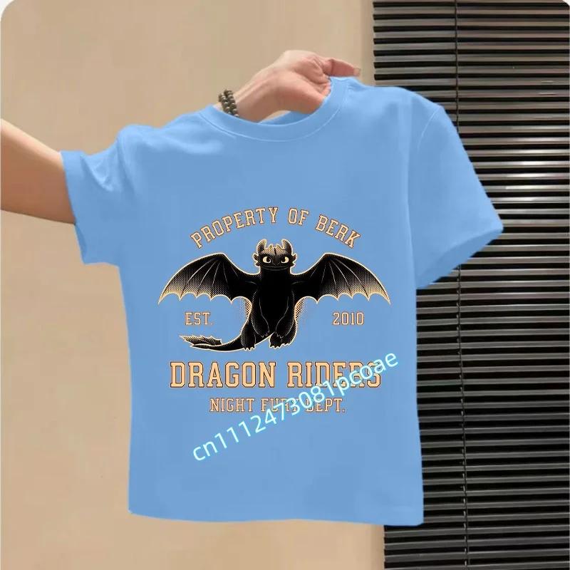 Dragon Tamer Summer Tshirt Boys Sports Shirt Girls Casual Top Cartoon Print Childrens Pure Cotton Short Sleeve Shirt