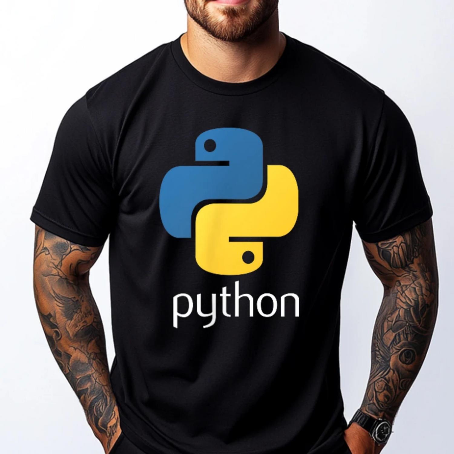 Python Programmer Computer Developers Mens Designer Clothes Luxury Designer T-shirts Big And Tall England Style S чёрный