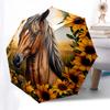 Sunflower Horse Art Print - Automatic Opening Umbrella with Foldable Design, Iron Frame, Outdoor, Festival Gift for Fans, Travelers, Daily U