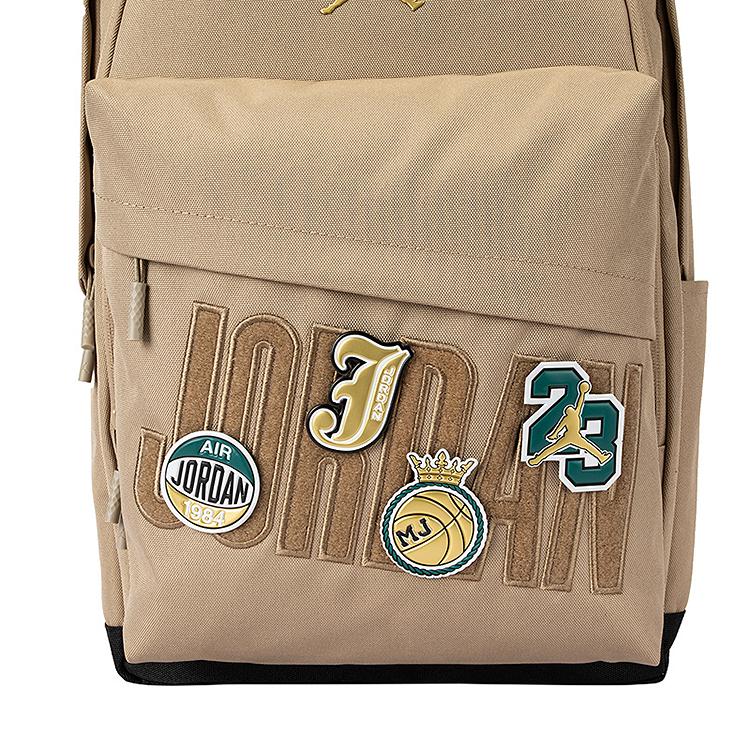 Jordan Gold Logo Velcro Badge Random Stick Series Polyester Backpack Unisex Backpack JD2623161GS-001