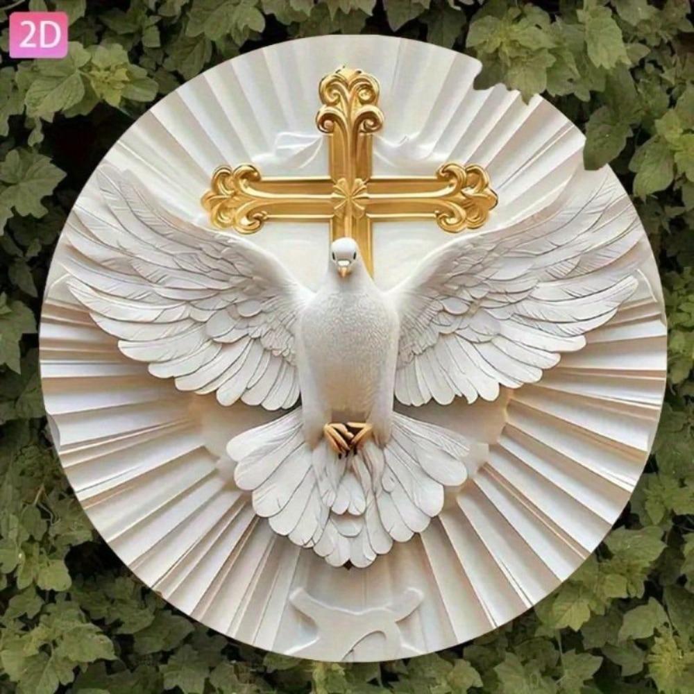 Metal Wall Sign Dove Cross Garden Kitchen Bar Garage Decor
