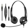 Callez Headset for Mobile Phones, 3.5mm, Binaural, with Noise-Canceling Microphone and Call Control, PC Headphones for Web Conferencing, Skype, Office