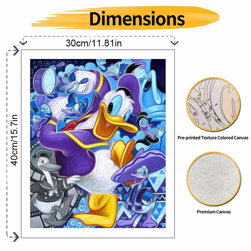 Disney Donald Duck Paint By Number Kit Number Drawing Canvas DIY Picture Home Decor Mural Gift Poster Art Craft Wall Decoration Craft