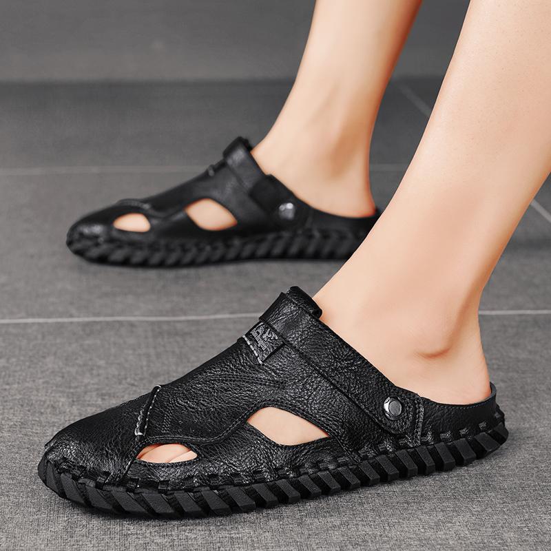 Fashion Summer Sandals Men Leather Classic Roman Sandals Slipper Outdoor Sneaker Beach Rubber Flip Flops Men Water Trekking Sandals
