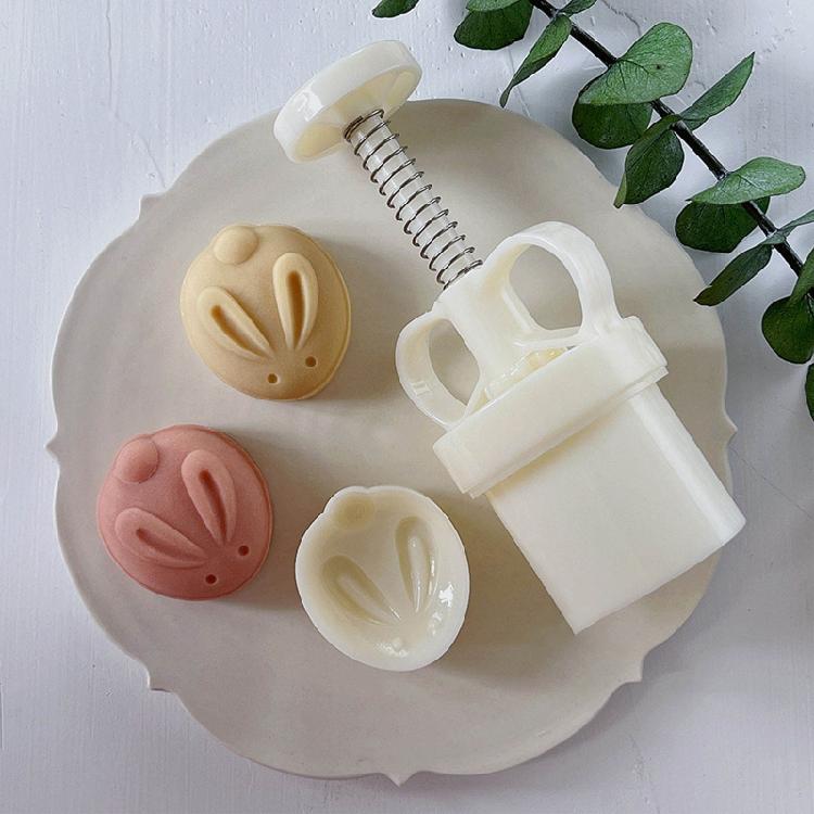 Rabbit Shape Stamps Moon Cake Moulds for Mid-Autumn Festival DIY Baking Mooncake