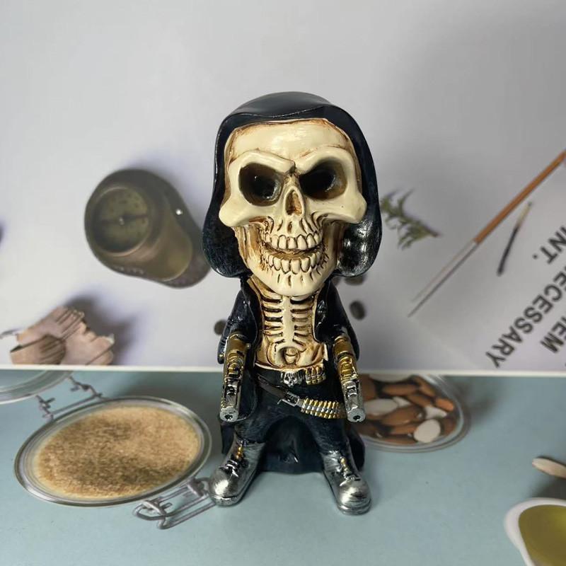 Skeleton Mechanical Harvester Statue Halloween Resin Decoration Gift Holiday