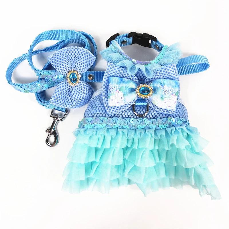 

Dog Dress Harness Vest Skirt Cute Pet Dog Clothes Cat Puppy Clothing Poodle Pomeranian Schnauzer Pug French Bulldog Dog Leash XXL синий