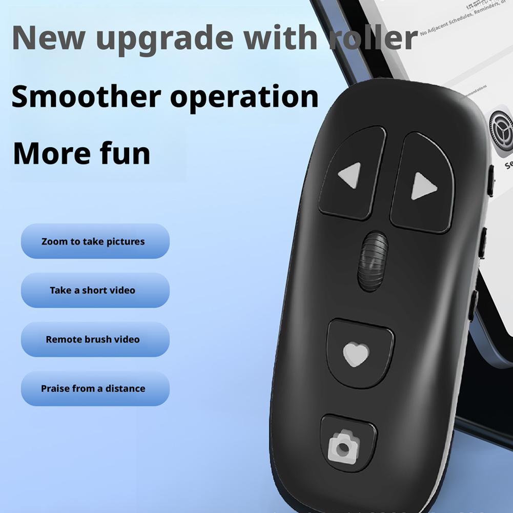 Bluetooth Remote Control Page Turner For Tiktok Reels E-Book Short Video Selfie Shutter With Zoom  Pan For Iphone Android