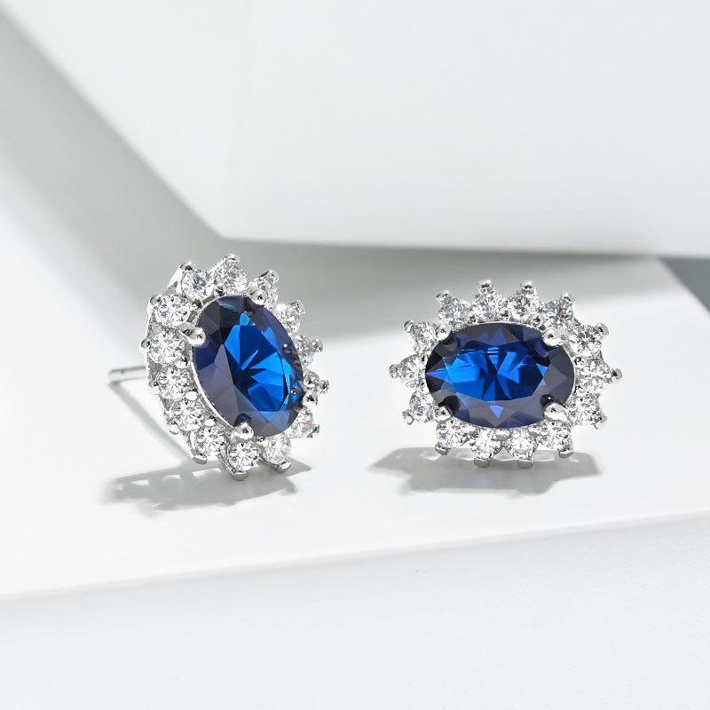 New Constellation Stone Colored Ears Studs Exaggerated Princess Sapphire Sunflower Ears