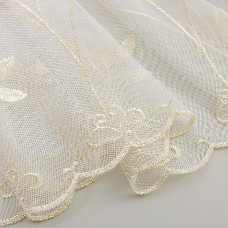 Embroidered Relief European American Flower Pattern Curtains, Transparent Rod Pockets for Seasonal Decoration, Reference Bedroom, Living Room