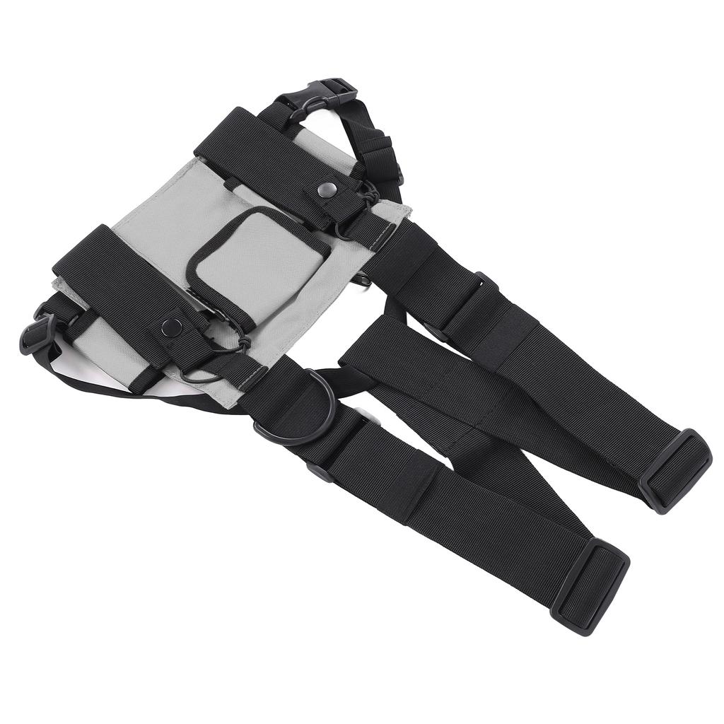 Zaino da petto regolabile multi tasca imbracatura funzionale gilet frontale rig borsa per esterni Grigio