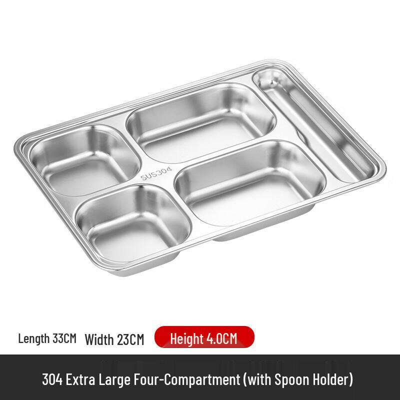 304 Stainless Steel 4-Compartment Lunch Tray