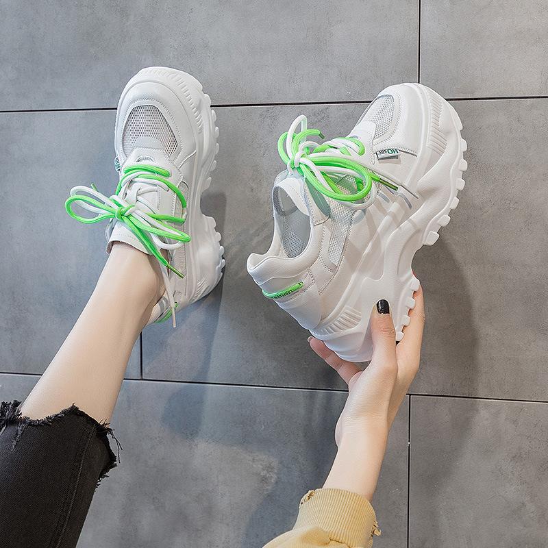 Dad shoes women's summer 2025 new spring and autumn mesh breathable ins trendy shoes thick sole heightening sports and leisure shoes