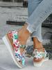 2025 New Women's Large Size Wedge Heels with Spring/Autumn Scarf Buckle & Hemp Sole – European/American Roman Style