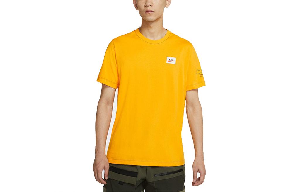 Nike T Shirts Men's Gold Crew Neck Moderate Straight Fit DJ1394-739