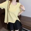 2026 Summer Plus Size Women's Irregular Ruffled Lace Short Sleeve T-shirt
