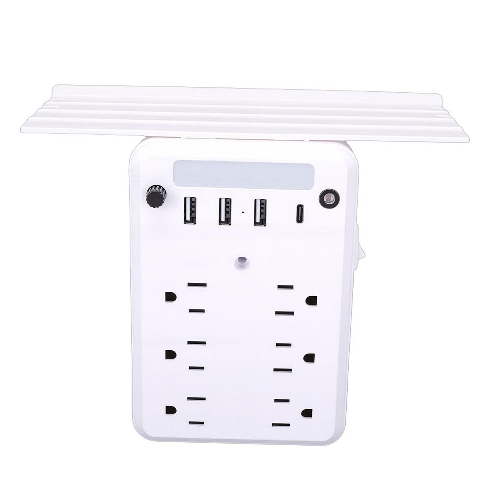 Wall Outlet Extender with Shelf Night Light Surge Protector 4 USB Ports 6 AC Outlets Wall Power Strip for Home