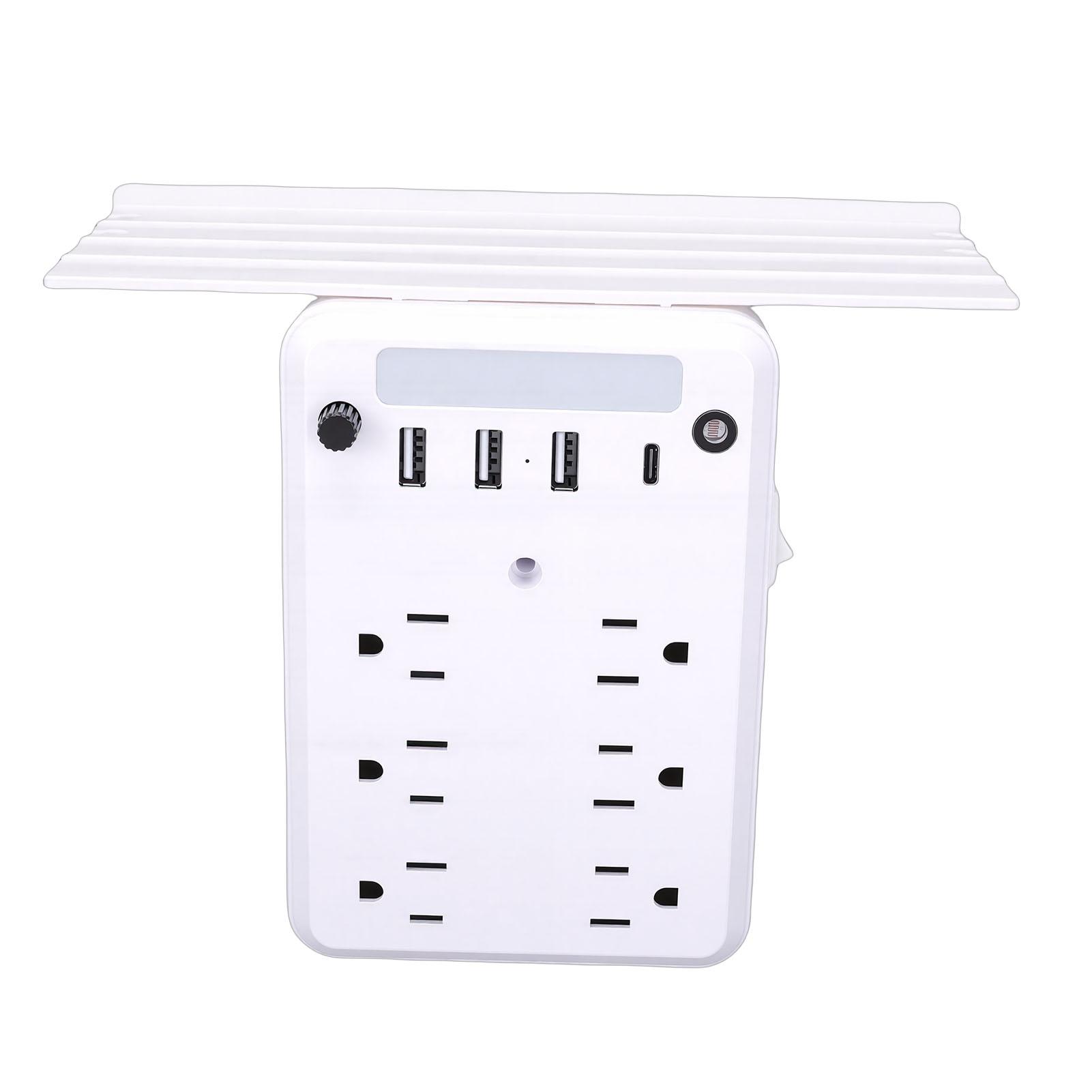 

Wall Outlet Extender with Shelf Night Light Surge Protector 4 USB Ports 6 AC Outlets Wall Power Strip for Home