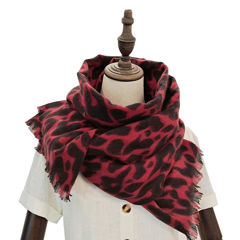 New Autumn and Winter Fashion Imitation Cashmere Scarf for Women, Classic Leopard Print Long Thickened Warm Shawl