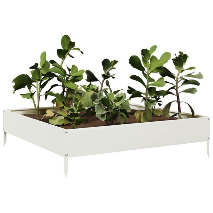 VidaXL Lit surélevé de jardin blanc 100x100x26 cm acier 851018