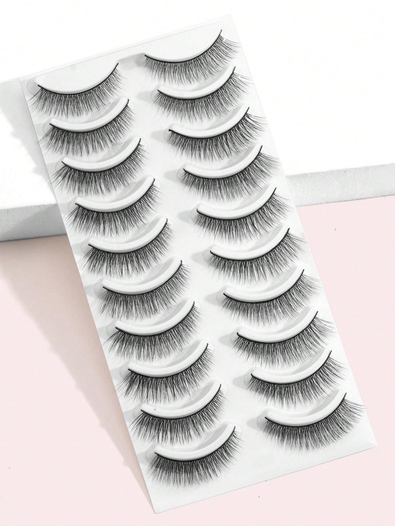 

10 Pairs of Large Demon False Eyelashes: Thick Stem, Natural Look, Beginner-Friendly for Japanese & Korean Makeup