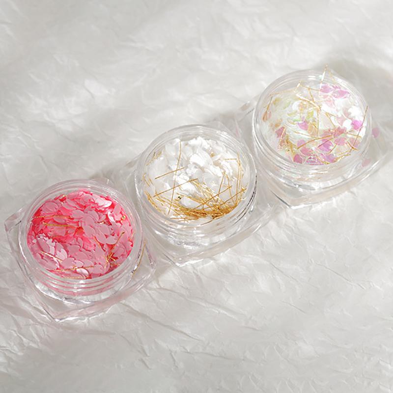 1Jar Cute Sakura Petals Sequins For Nail Colorful Floral Leaves Mixed Nail Art Glitter Beads Nail Art 3D Flakes