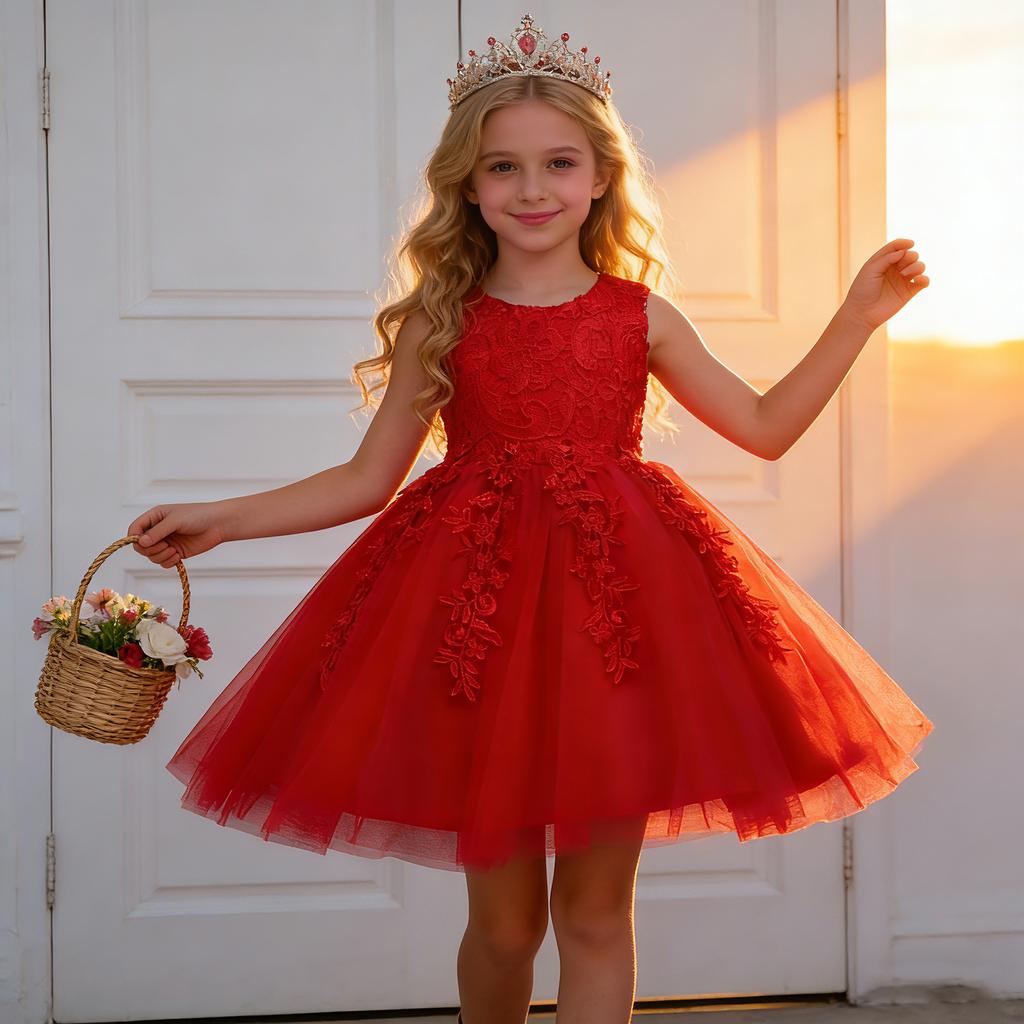 Koreanischer Stil Kinderkleid Mädchen Spitze Prinzessin Auftritt Backstage Tutu Kleid
