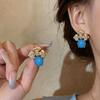 Luxury Rhinestone Flower Oval Resin Stud Earrings - Vintage Style