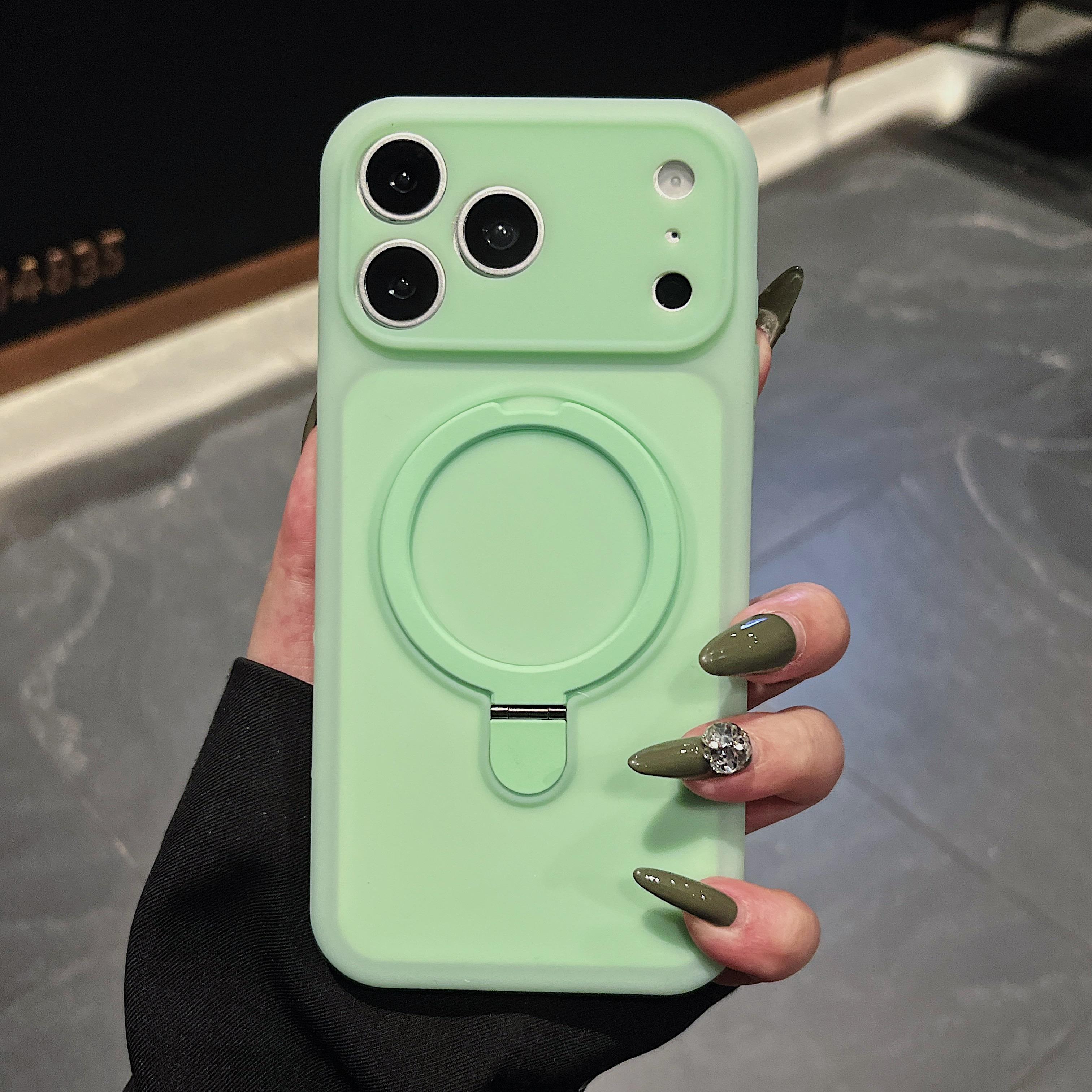 

Original Soft Liquid Silicon Kickstand Holder Case for iPhone 17 16 15 Pro Max For Magsafe Magnetic Shockproof Jelly Color Cover iPhone 15