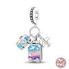 Charms Beads 925 Sterling Copper Pink Butterfly Luminous Firefly Chameleon Heart Charm Fit Original Bracelet DIY Holiday Zircon