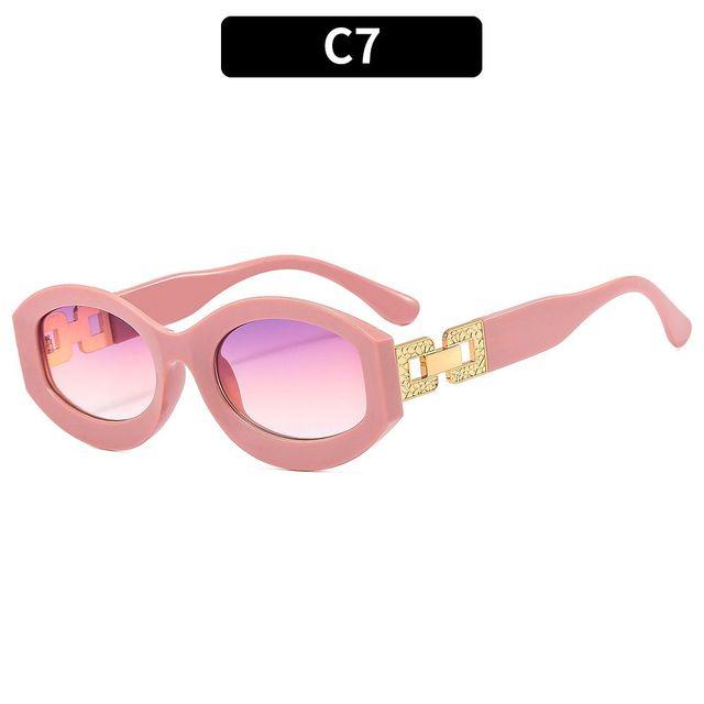 

Винтажные овальные солнцезащитные очки для женщин, модные солнцезащитные очки с металлической цепочкой, трендовые хип-хоп солнцезащитные очки Uv400, защита для глаз