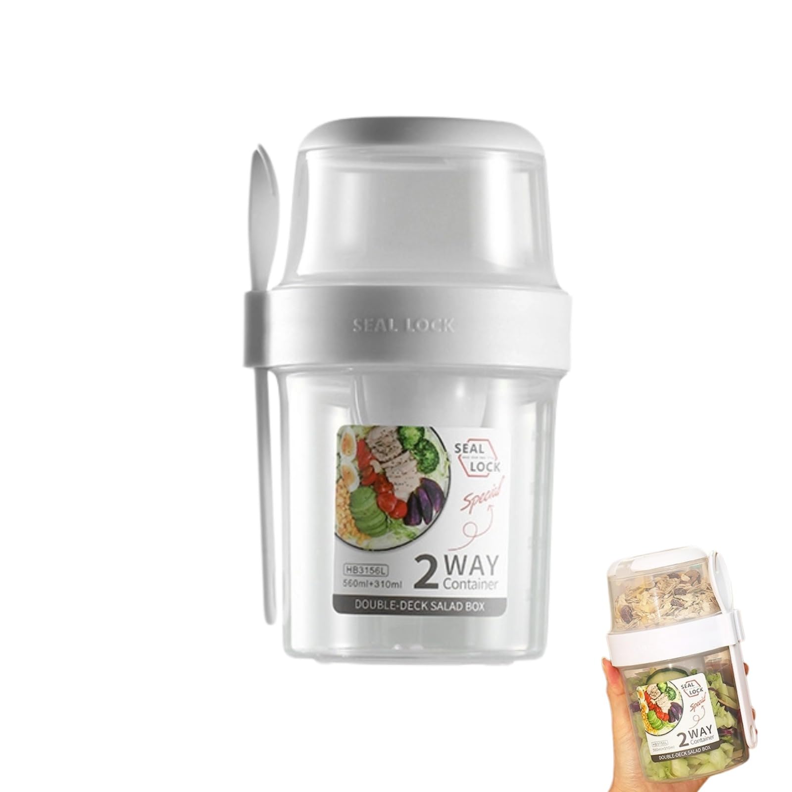 

Itisyou 2-ярусный портативный ланч-бокс для салата бенто, контейнер для фруктов и овощей, стакан для салата, контейнер для салата, коробка-стакан, легкий и портативный