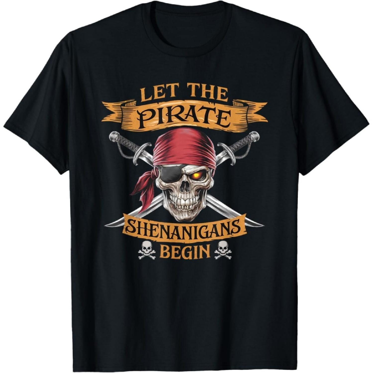 Halloween Skull Let The Pirate Shenanigans Begin T-Shirt(1) S