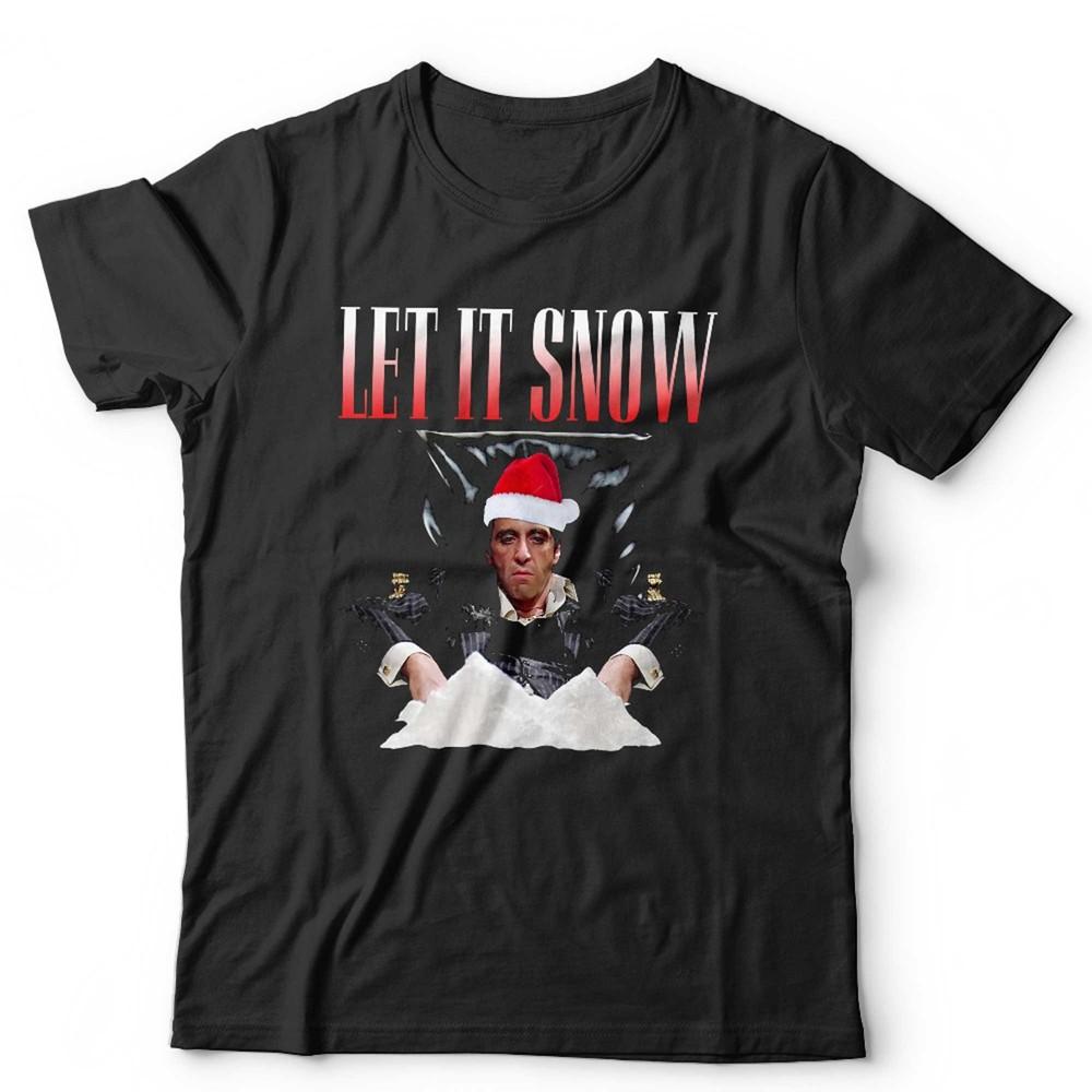 Let It Snow T Shirt Unisex Funny Christmas Scarface Gangster Festive Xmas Santa