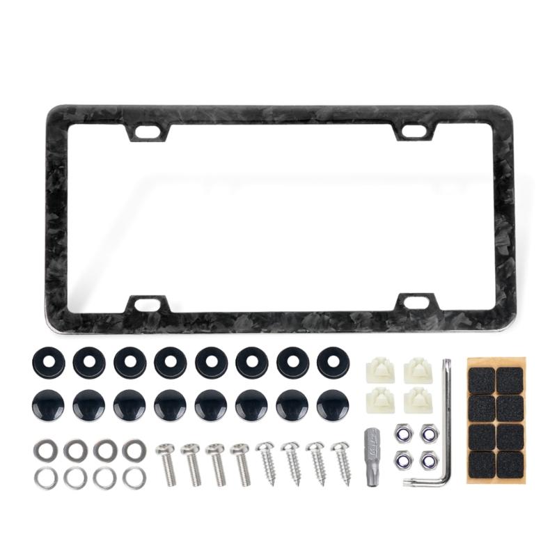 Carbon Fiber License Plate Frame Car License Plate Frame for Front & Rear 4 Hole License Plate Cover