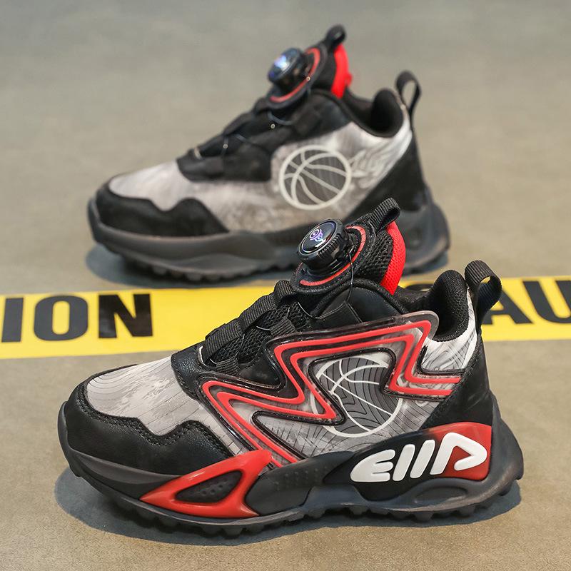 Boys' Trendy Rotating Buckle Basketball and Running Shoes - Autumn/Winter Collection