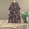 DIMANAF New 2026 Women Plus Size Spring Summer Beach Long Dress Lady Loose Oversize Maxi Floral Print Cotton Button