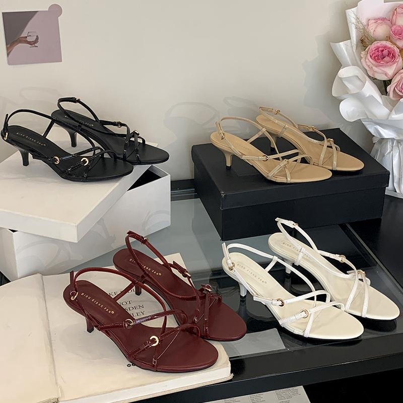 Fashion Bailamos Brand Wowen Sandals Stiletto Heels Shoes Luxury Female Cross-tied Footwear Fashion Round Toe Ladies Medium Heels Pumps