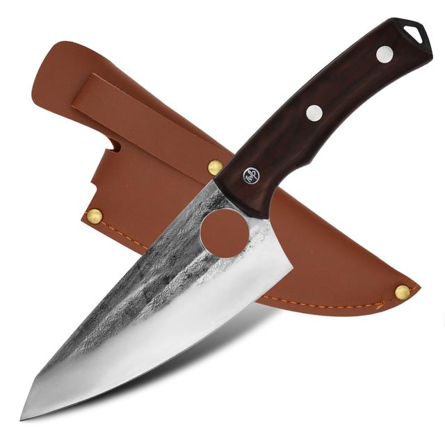 Küchenjagdmesser 5,5 Zoll Edelstahl Ausbeinmesser Handgefertigtes geschmiedetes Fleisch Fischhacker Chef Metzgermesser