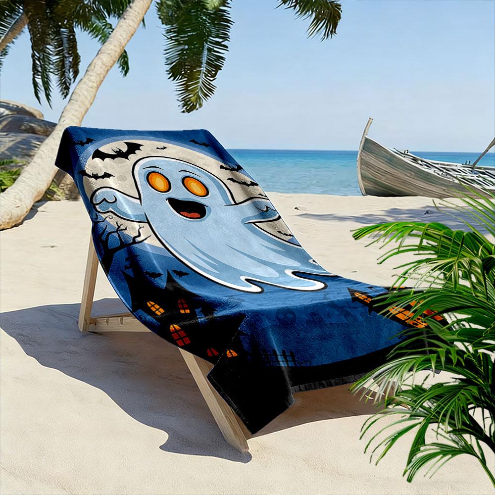 Glowing Ghostly Moonlit Charm Print Beach Towel, Quick Drying, Suitable for Travel, Outdoor Sports, Jogging, the Beach and Swimming, Gift