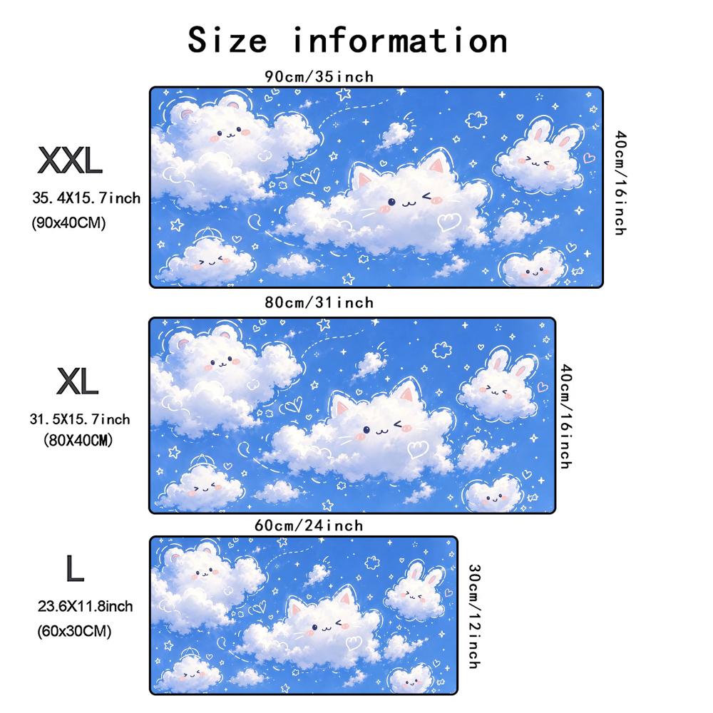 Fluffy Cloud Creatures Mouse Pad Computer Accessories Office Game Table Mats Rubber AntiSlip Gaming Keyboard Mousepad Desk Pads
